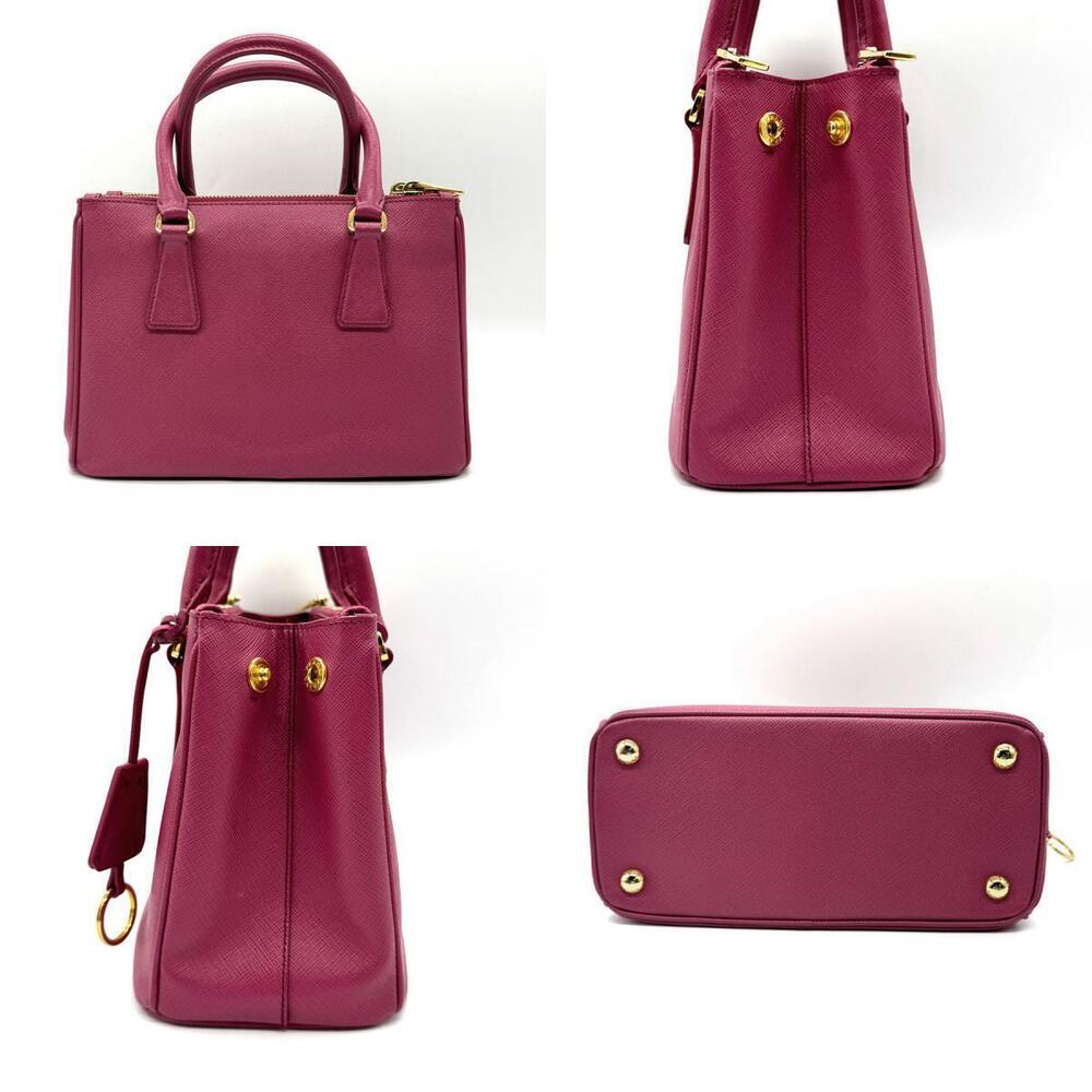 Prada Crossbody Handbag Leather 2way Galleria Magenta Black